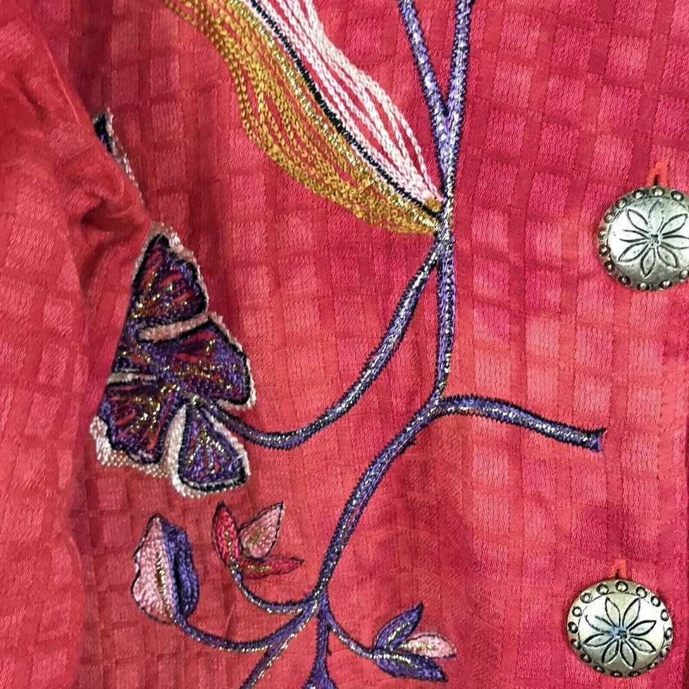 Drapers & Damons Red Textured Embroidered Jacket View 5